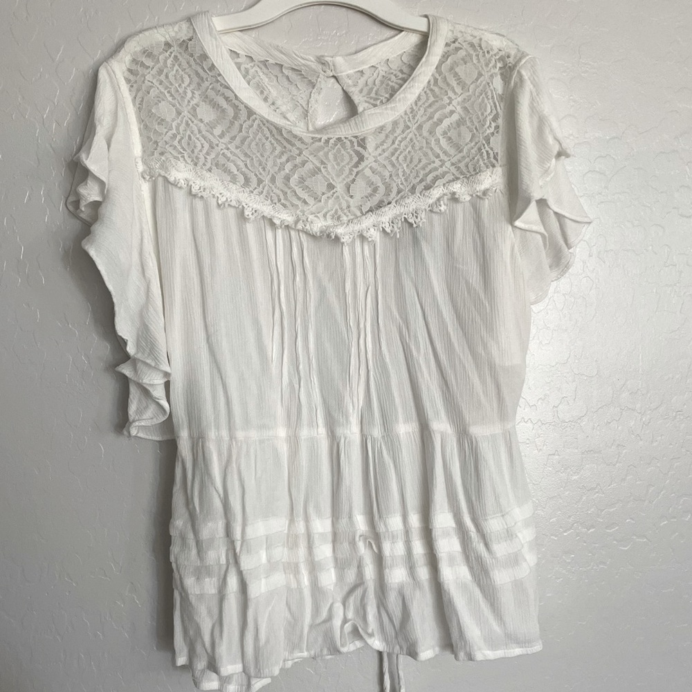 White Lace Tunic Blouse